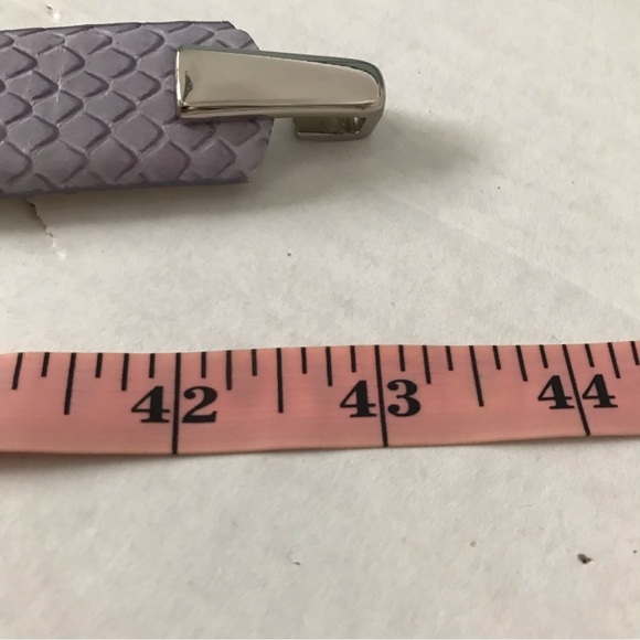 ELLEN TRACY Leather Belt Lavender Silver Ovals Buckle One Size Fits Most 27-43” - Picture 10 of 11